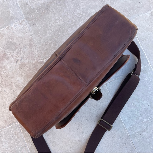 VTG Buxton 💼 Leather Flap Clip Laptop/Briefcase/Messenger Bag in 2-Tone Brown - Picture 6 of 15